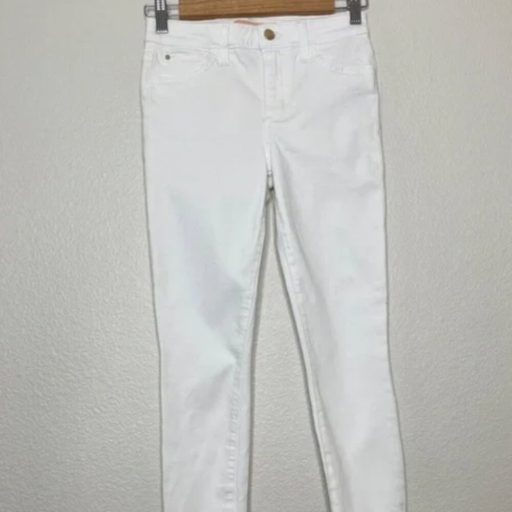 Joe’s Jeans White Icon Mid Rise Skinny Scallop Hem Crop Denim Jeans Sz 26